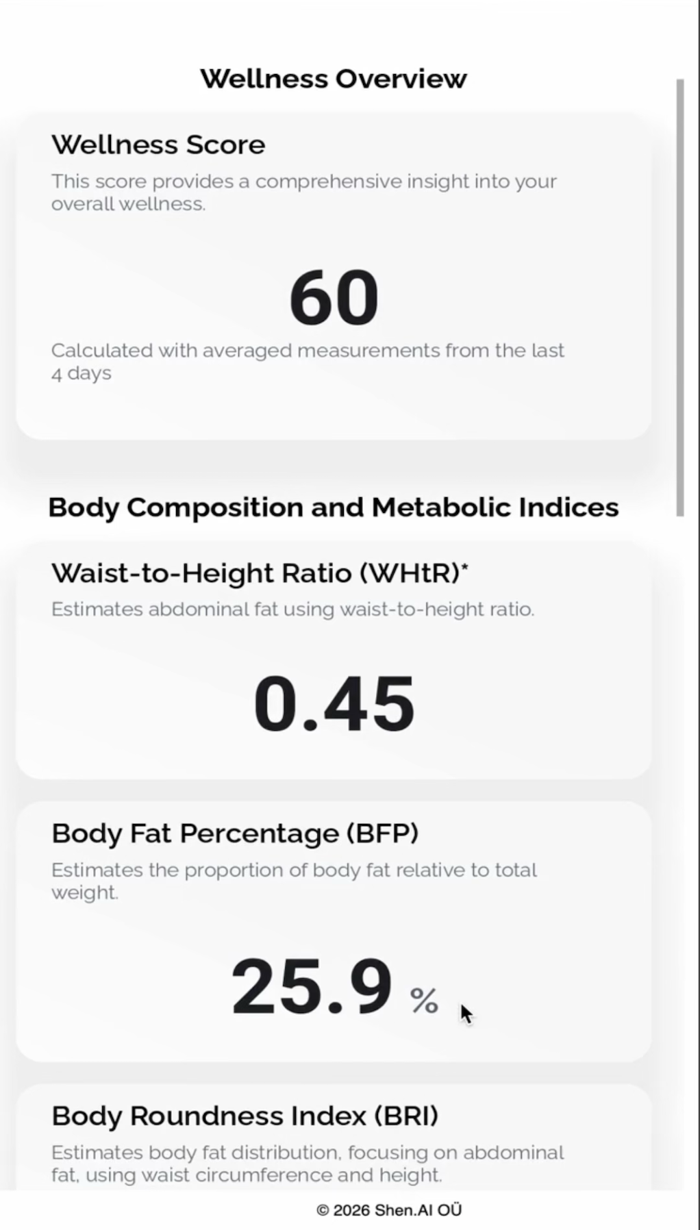 UI V3 wellness overview and body composition screen
