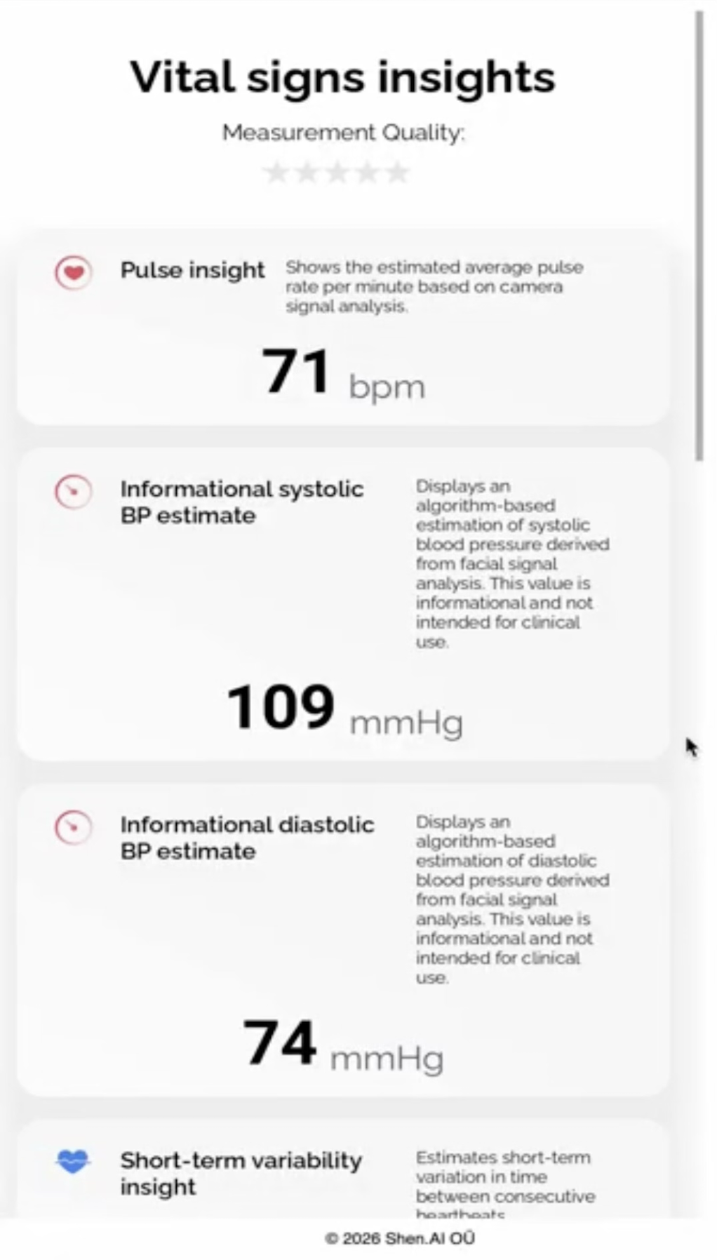 UI V3 vital signs insights screen